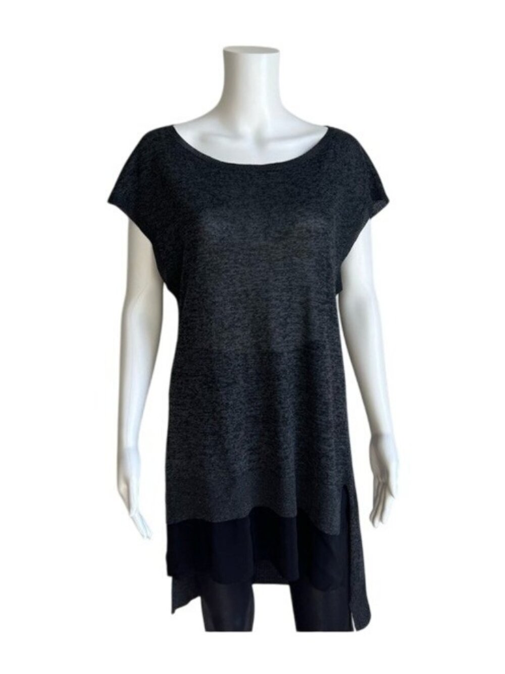 Eileen Fisher Layered Look Short Sleeve Tunic - S
